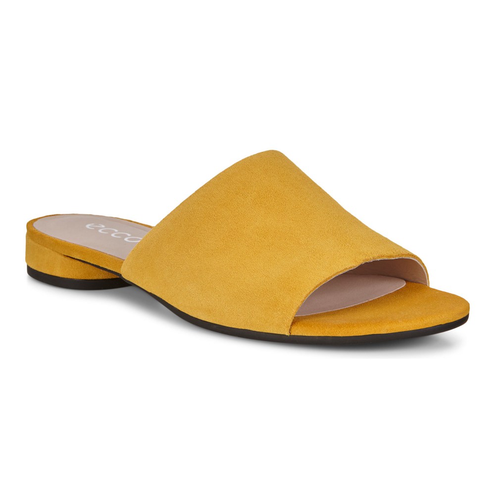 ECCO Womens Slides Yellow - Flat Sandals Ii - EUC-573140